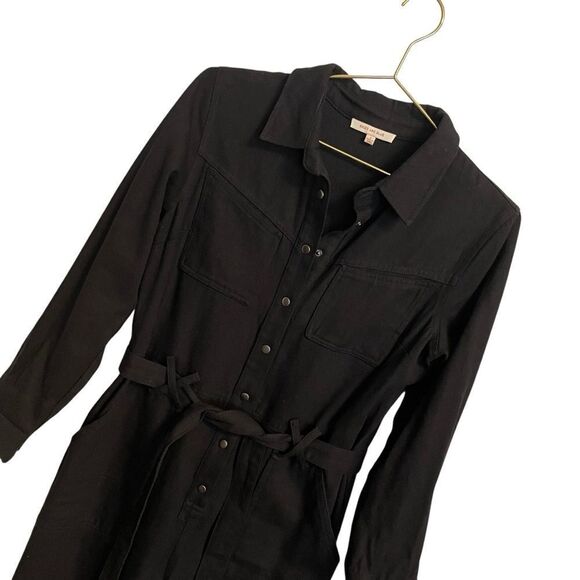 Stitch Fix Skies are Blue Black Long Sleeve Snap Button Utility Jumpsuit Small - Picture 3 of 9